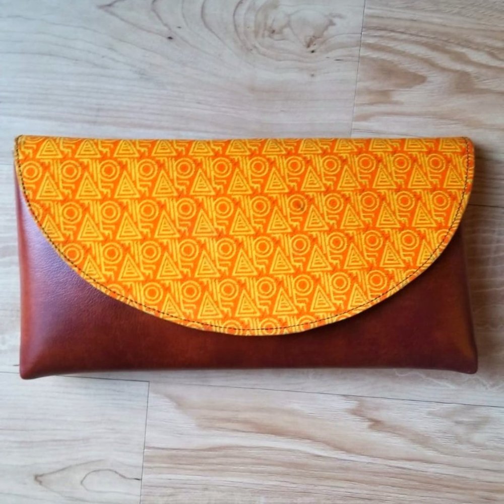 African Print Faux Leather Clutch